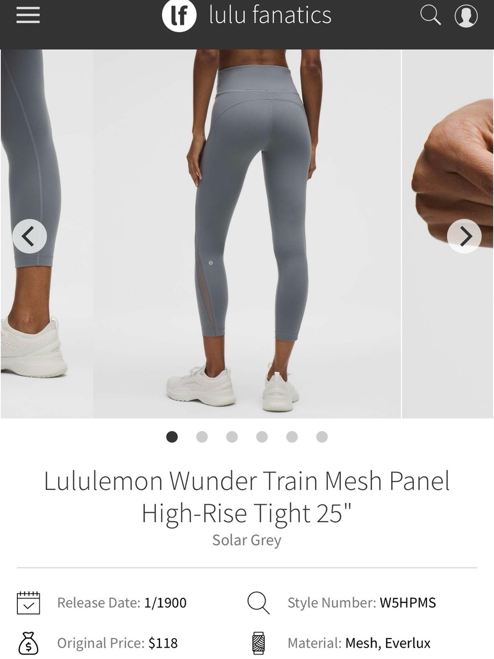 lululemon athletica High-Rise Wunder Train Mesh Panel Tights — Solar Grey